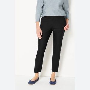 J.Jill Modern Linen-Stretch Slit-Hem Pants Black Lagenlook Large